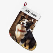 Grande Chaussette De Noël Chien Border Collie (Devant (Accrochage))