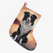 Grande Chaussette De Noël Chien Border Collie (Devant (Accrochage))