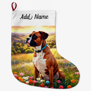 Grande Chaussette De Noël Chien Boxer