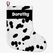 Grande Chaussette De Noël Chien dalmate Imprimer Motif de fourrure noir et b (Devant)