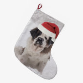 Grande Chaussette De Noël Chien de Saint-Bernard avec chapeau de santa (Devant (Accrochage))