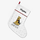 Grande Chaussette De Noël Chien de Terrier gallois taché - mignon (Devant (Accrochage))