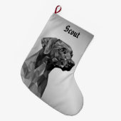 Grande Chaussette De Noël Chien géométrique gris (Devant (Accrochage))
