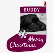 Grande Chaussette De Noël Chien Nom de l'animal de compagnie Photo Snowflake (Dos)