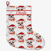 Grande Chaussette De Noël Chien personnalisé Chihuahua avec collier (Devant)