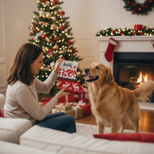 Grande Chaussette De Noël Chien personnalisé Noël Stocker Nom personnalisé
