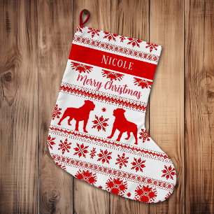 Grande Chaussette De Noël Chien Rottweiler Rouge Nordique Noël