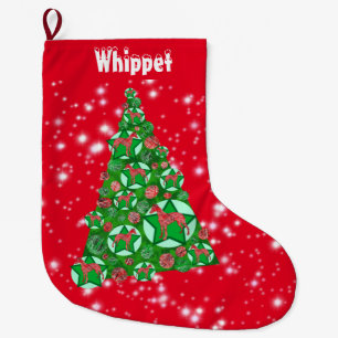 Grande Chaussette De Noël Chien Whippet Silhouette Star Big Christmas Tree