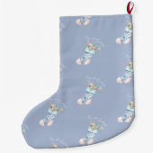 Grande Chaussette De Noël Chinoiserie bas bleu poussiéreux (Dos)