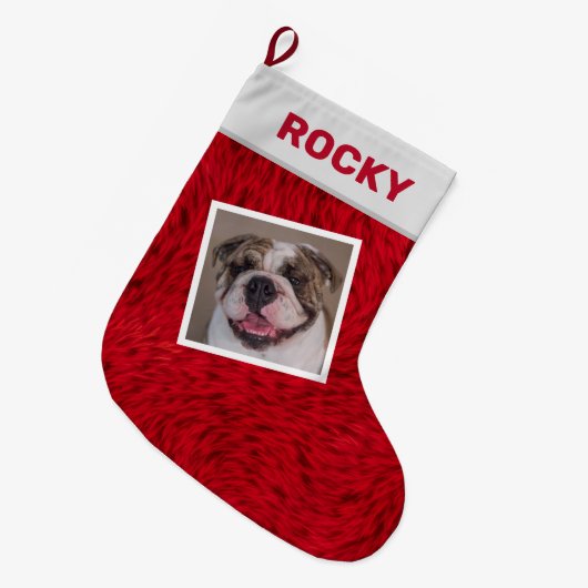 Grande Chaussette De Noël Chiot de bouledogue de nom d'animal domestique de (Devant (Accrochage))