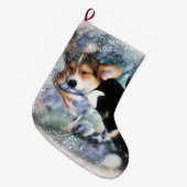 Grande Chaussette De Noël Chiot de Corgi gallois endormi (Devant (Accrochage))