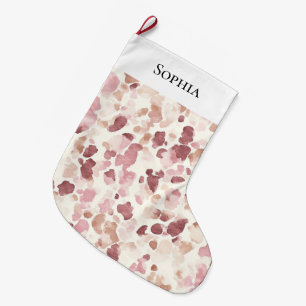 Grande Chaussette De Noël Chocolat à crème rose Brown Léopard Noël