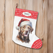 Grande Chaussette De Noël Chocolat Labrador Retriever Santa Hat Snowflake