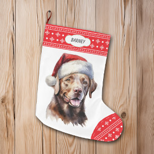 Grande Chaussette De Noël Chocolat Labrador Retriever Santa Hat Snowflake