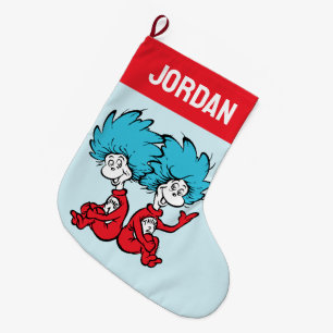 Grande Chaussette De Noël Chose Un et Chose Deux du Chat au Chapeau