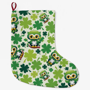 Grande Chaussette De Noël Chouette bébé St Patrick dessin animé mignon