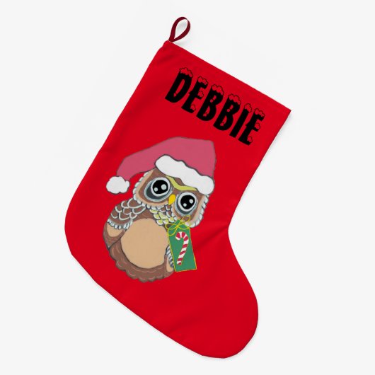 Grande Chaussette De Noël Chouette de Noël (Devant (Accrochage))