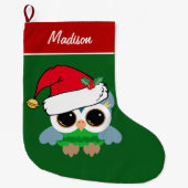 Grande Chaussette De Noël Chouette de Noël sur mesure (Devant)