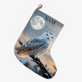 Grande Chaussette De Noël Chouette neigeuse en hiver au clair de lune avec c (Devant (Accrochage))