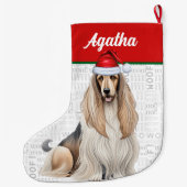 Grande Chaussette De Noël Christmas Afghan Hound Chien Nom Woof Arrière - pl (Dos)