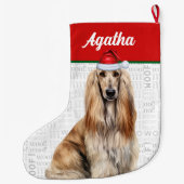Grande Chaussette De Noël Christmas Afghan Hound Dog Name Woof Background (Dos)