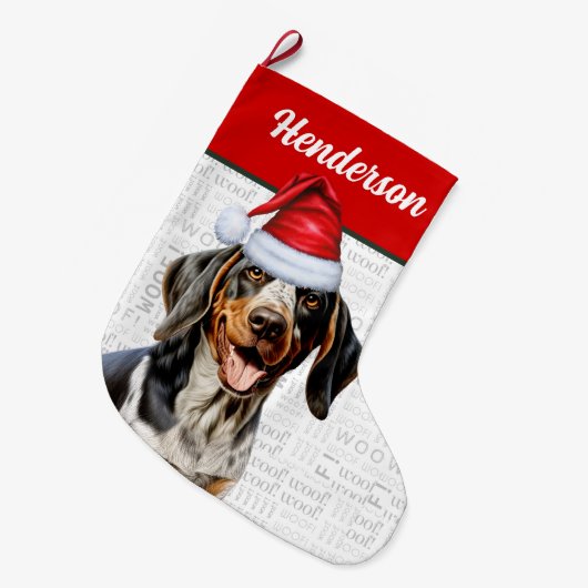 Grande Chaussette De Noël Christmas Bluetick Nom du terroir Woof Arrière - p (Devant (Accrochage))