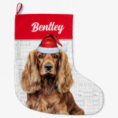 Grande Chaussette De Noël Christmas Cocker Spaniel with Dog's Name (Devant)