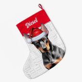 Grande Chaussette De Noël Christmas Doberman Pinscher Santa with Dog's Name (Dos (Accrochage))