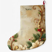 Grande Chaussette De Noël Christmas Floral Holiday Stocking (Dos)