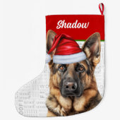 Grande Chaussette De Noël Christmas German Shepherd with Dog's Name (Dos)