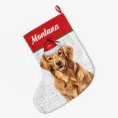 Grande Chaussette De Noël Christmas Golden Retriever Nom Woof Arrière - plan (Dos (Accrochage))