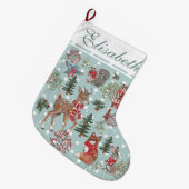 Grande Chaussette De Noël Christmas Jote Deer Show Bois Animaux (Devant (Accrochage))