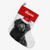 Grande Chaussette De Noël Christmas Labradoodle avec le nom Woof Arrière - p (Devant (Accrochage))