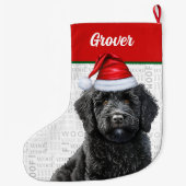 Grande Chaussette De Noël Christmas Labradoodle avec le nom Woof Arrière - p (Dos)