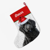 Grande Chaussette De Noël Christmas Labradoodle avec le nom Woof Arrière - p (Dos (Accrochage))