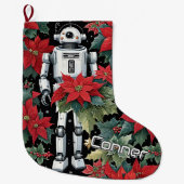 Grande Chaussette De Noël Christmas Mech Robot With Poinsettias (Devant)