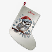 Grande Chaussette De Noël Christmas Owl Holiday Stocking (Devant (Accrochage))