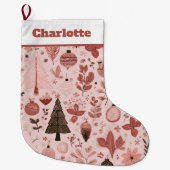 Grande Chaussette De Noël Christmas Pattern Photo | Pink Christmas Stocking (Devant)