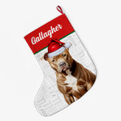 Grande Chaussette De Noël Christmas Pit Bull Terrier Nom Woof Arrière - plan (Dos (Accrochage))