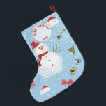 Grande Chaussette De Noël Christmas Snowman<br><div class="desc">A Digitalbcon Images Design présentant un collage créatif d'éléments de Noël, de bonhommes de neige et de cadeaux de Noël dans ce magasin de Noël "bonhomme de neige" unique en son genre. Ce design attrayant et festif ajoute chaleur et amour à ce cadeau spécial. Créez un pays merveilleux d'hiver cette...</div>