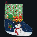 Grande Chaussette De Noël Christmas Stocker, Snowman<br><div class="desc">Stockage de Noël Ce stockage de Noël customisé est attrayant pour Père Noël de petits cadeaux. Quelque chose pour tous,  Maria lurdis afonso,  https://www.zazzle.com/succeedinbeautybarb</div>