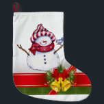 Grande Chaussette De Noël Christmas Stocker, Snowman<br><div class="desc">Stockage de Noël Ce stockage de Noël customisé est attrayant pour Père Noël de petits cadeaux. Quelque chose pour tous,  Maria lurdis afonso,  https://www.zazzle.com/succeedinbeautybarb</div>
