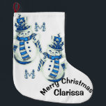 Grande Chaussette De Noël Christmas Stocker, Snowman<br><div class="desc">Stockage de Noël Ce stockage de Noël customisé est attrayant pour Père Noël de petits cadeaux. Quelque chose pour tous,  Maria lurdis afonso,  https://www.zazzle.com/succeedinbeautybarb</div>
