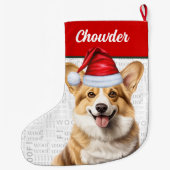 Grande Chaussette De Noël Christmas Welsh Corgi Nom Woof Arrière - plan (Dos)