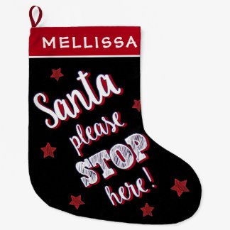 Grande Chaussette De Noël Citation de l'amusant rouge et noir
