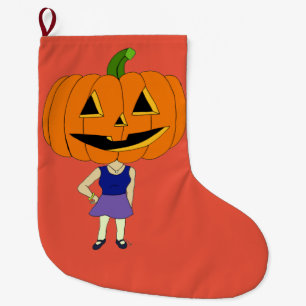 Grande Chaussette De Noël citrouille chef chibi fille