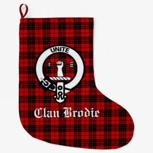 Grande Chaussette De Noël Clan Brodie Crest & Tartan personnalisable