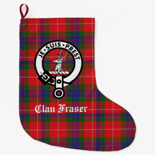Grande Chaussette De Noël Clan Fraser Crest Badge & Tartan personnalisable