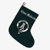 Grande Chaussette De Noël Clan Malcolm Tartan et Crest (Devant (Accrochage))