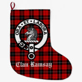 Grande Chaussette De Noël Clan Ramsay Crest Badge & Tartan (Devant)